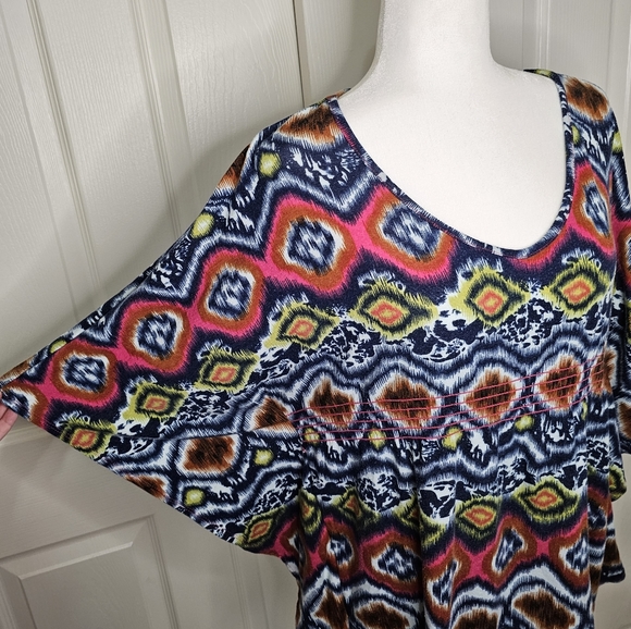 Women's Plus Festival Boho Geometric Butterfly Sleeve Top 1X - Picture 5 of 7